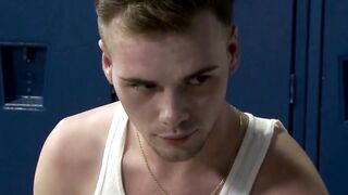 MaleIcons.com - Horny twink Lucca sucks and beats beefy coach Rock's penis with skill