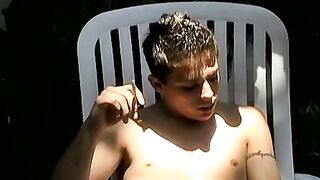 Young Mathiew oozed creamy cum after jacking his fat cock