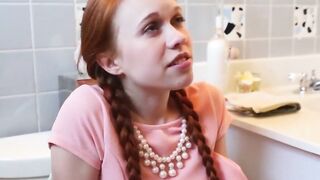 SmallGirlsInPorn.com - Petite redhead Dolly Little gags on Largo's big cock and swall