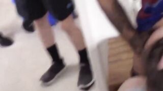Horny twink blowjobs two cocks at the same time and banged