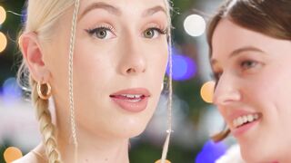 Kay Lovely railed by brunette Riley Nixon with strap on dildo