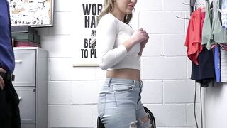 Hot shoplifter Paige Owens deepthroats uniformed man's cock