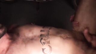 FuckThatHole.com - Tattooed jock cub takes raw cock deep bareback from two horny bear