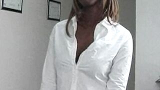 This cute ebony teen visits her mentor