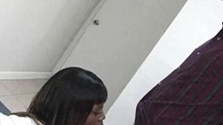 This cute ebony teen visits her mentor
