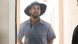 Beautiful delivery guy gets his sporty ass barebacked