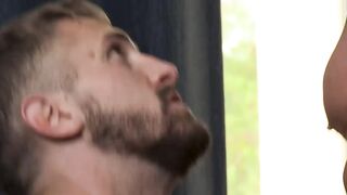 Beautiful delivery guy gets his sporty ass barebacked