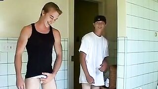 TwinkUndie.com - Kelly's full strip wrestle match and jerk off show with Grant