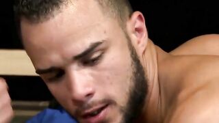 GayOver30.com - Three hot studs wrestle and suck each others hard big cocks