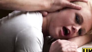 UKSubSluts.com - Adorable Bonnie's cock riding on leather couch like a pro