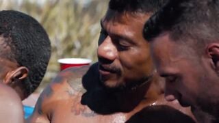 MaleNoir.com - Interracial foursome goes wild fucking in outdoor hot tub