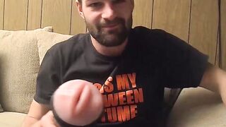 Handsome straight Mickey Waters thrust his wet boner in and out in the Fleshlight