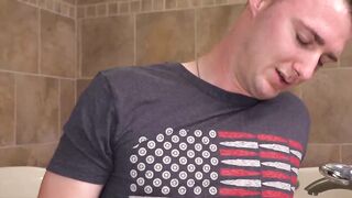 Brunette military Jaxon with enjoys a solo masturbation with multiple toys