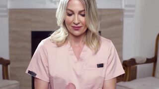 Busty MILF Andi Avalon is edging a fat cock in POV and makes it cum burst