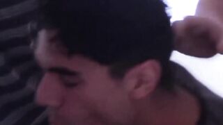 Sexy stud barebacked by horny hunks in his house