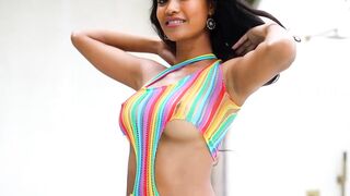 Putri Cinta Wearing Colorful Dress Stripped To Performance Her Tight Booty Hole