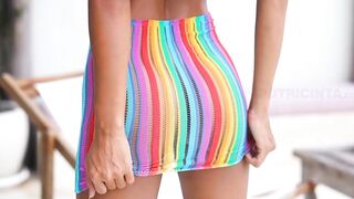 Putri Cinta Wearing Colorful Dress Stripped To Performance Her Tight Booty Hole