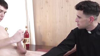 FatherXXX.com - Young believer jerks off in ecstasy as religious daddy drills him wit