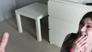 Creampied teen Terra Cox knows how to deepthroat big dick