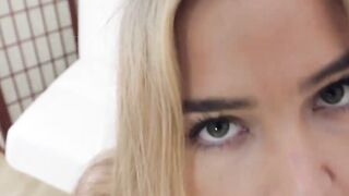 Blonde teen Blair Williams throats a fat cock till cumshot