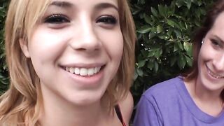 Three cute babes suck and fuck one guys dick and love it