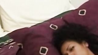 Beautiful ebony teen gets warm facial from older lover