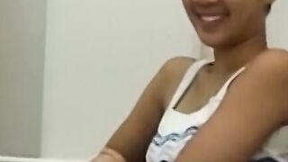 Beautiful ebony teen gets warm facial from older lover