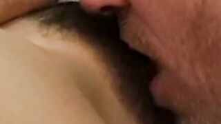 Beautiful ebony teen gets warm facial from older lover