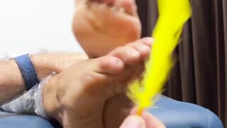 The hairy dude restrained and punished jock Luca R in an intense feet tickling tormen
