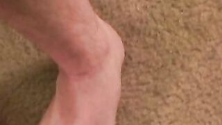 Hairy lad gently strips fully naked for solo masturbation