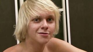 Cute slim boy Dean Eakins jerking off his big dick