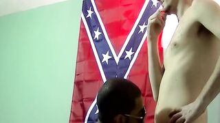 Amateur black homosexual swallows big white dick like a pro