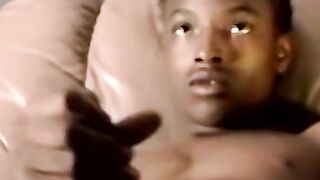 Black amateur strokes his dick before his lover eats his cum