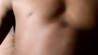 Black amateur strokes his dick before his lover eats his cum
