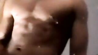 Black amateur strokes his dick before his lover eats his cum