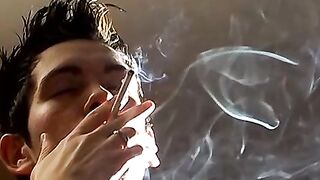 Hardcore smokers Jayden Taylor and Kayden Daniels swap blowjobs in a smoky room