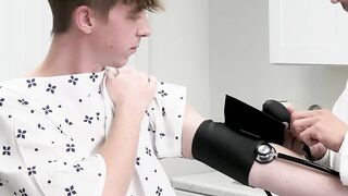Doctor Trent Summers serves a semen injection to blonde twink Andrew Powers during a