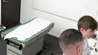 Doctor Trent Summers serves a semen injection to blonde twink Andrew Powers during a