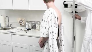 Doctor Trent Summers serves a semen injection to blonde twink Andrew Powers during a