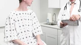 Doctor Trent Summers serves a semen injection to blonde twink Andrew Powers during a