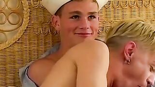Young gay sailors suck hard cock before anal drilling