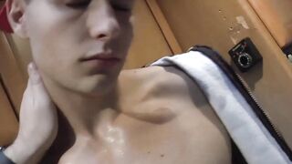 Flexin muscle and massaging a twink boy Randall White