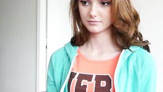 Young redhead babe Natalie Lust creampied by huge dick