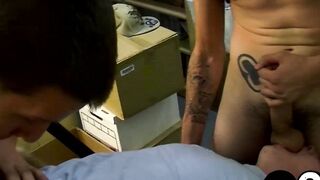 Horny throbbing twinks 3way bareback drill after face fuck