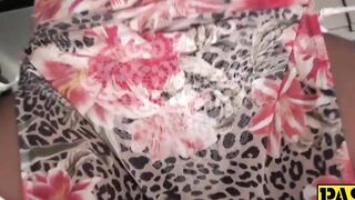 Hot ebony Asia Rea tied up before a rough fuck and hot BJ