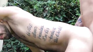 Tatted guys Kendro and Milo hang out by the pool to suck each others dicks