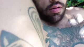 Tatted guys Kendro and Milo hang out by the pool to suck each others dicks