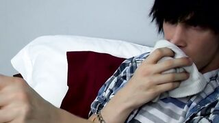 Stunning Tyler Bolt plays with his naked feet and sucking his toes