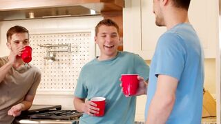Four horny handsome studs fucking raw and blowing cocks