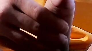 Smoking and uncut cock  stroking by young Stone Solo session